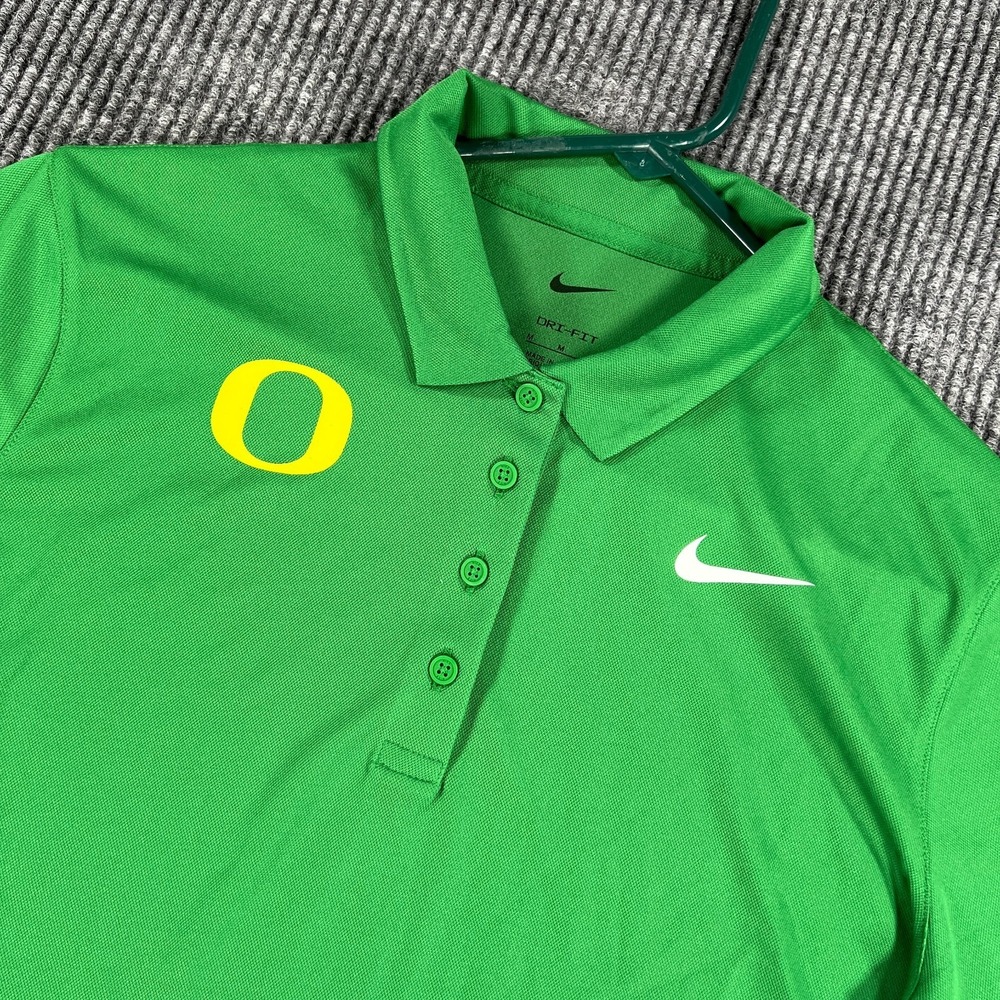 Oregon Ducks Polo Shirt Womens Medium Green Short Sleeve Nike NCAA‎ New